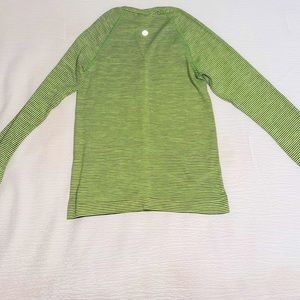Lululemon Long Sleeve Swiftly Race Length green/black striped